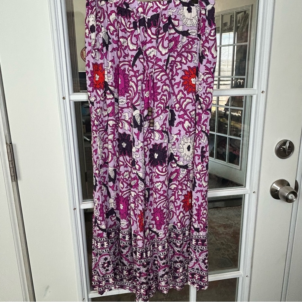 Cynthia Rowley Floral Purple Wide‎ Leg Pants Size Small - Picture 3 of 14